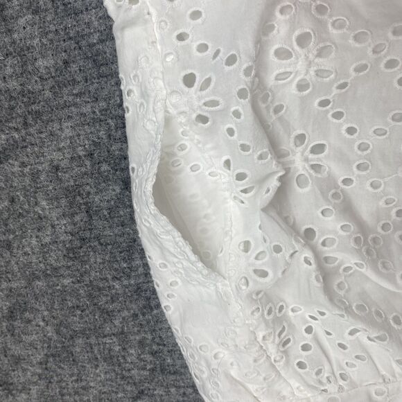 White Eyelet Midi Sundress Womens Dr 10 White Eyelet Dress Cotton Cute Girly Tie - Picture 9 of 9